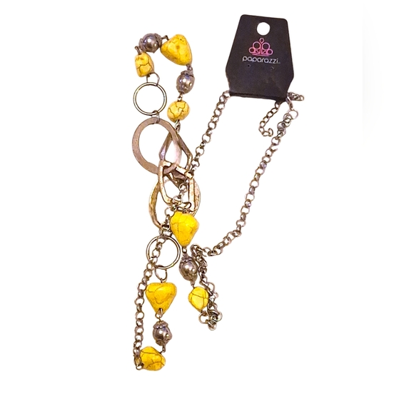 Paparazzi necklace NWT yellow and silver long - Picture 3 of 10